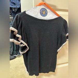 Ann Taylor Black short sleeved sweater with puff layered sleeves